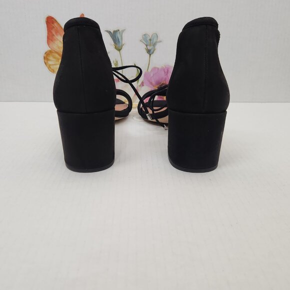 Gianni Bini Size 10 Ankle Tie Block Heel Black Suede Rhiaann Women's Sandals - Picture 7 of 12